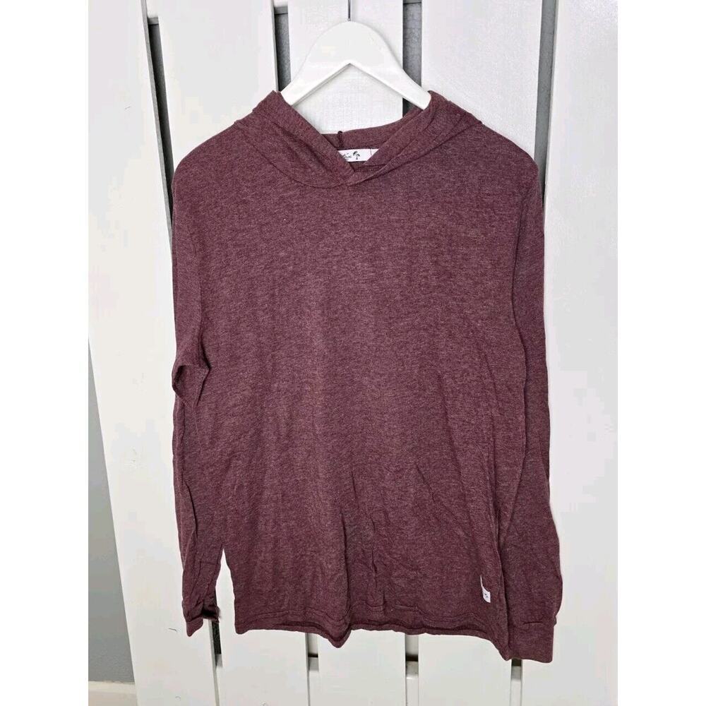 Kinetix Men's Soft Long Sleeve Hoodie Lightweight Stretch Tee Wine Red Medium